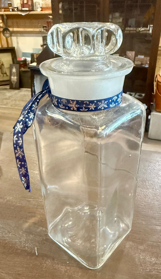 Vintage Clear Glass Apothecary Jar with Ground Glass Stopper