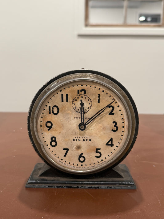 Antique 1930s Westclox Big Ben Style 4a Loud Alarm Mechanical Clock – Vintage Art Deco Tabletop Decor