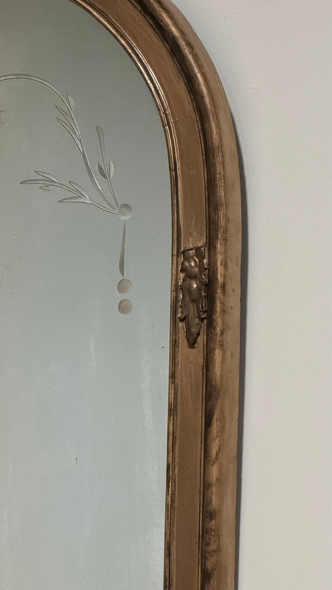Gilded Mirror with Floral Etching