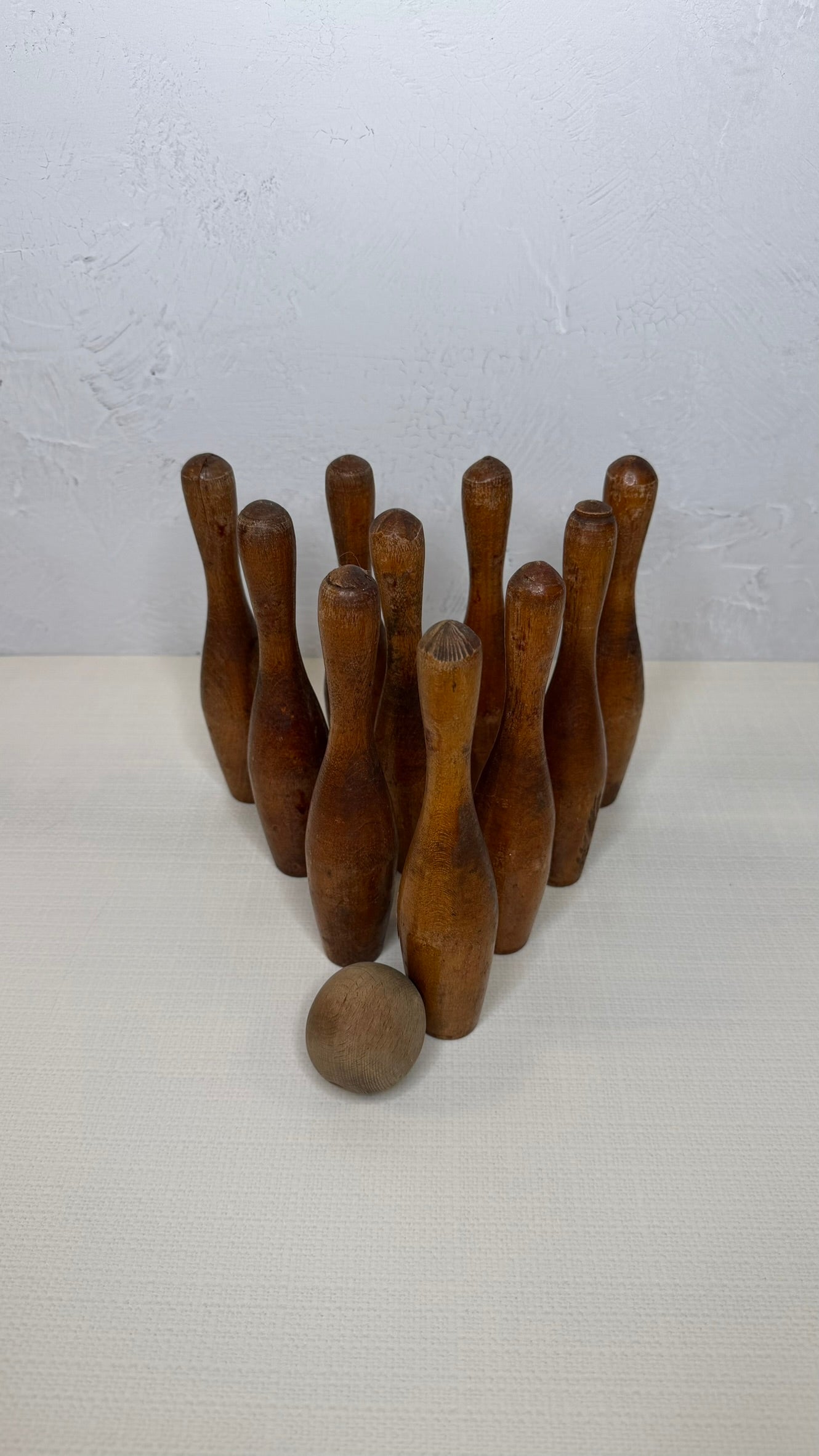 Antique Wood Bowling Set