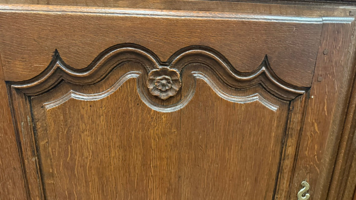 Antique French Provincial Carved Oak Enfilade Sideboard | 82.5" Large 3-Door Buffet Server