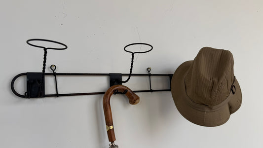 Vintage Wrought Iron Hat Utility Rack