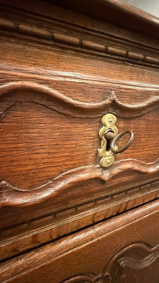 Antique French Provincial Carved Oak Enfilade Sideboard | 82.5" Large 3-Door Buffet Server