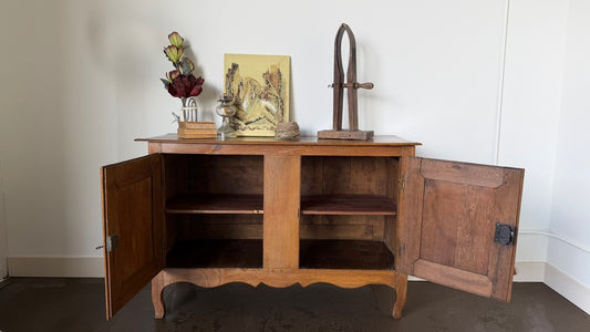 Antique French Provincial Oak Sideboard | 57" Low Country Buffet Server & Credenza