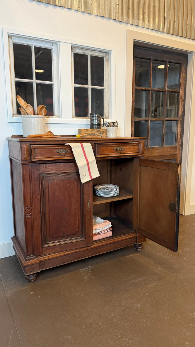 Antique French Louis Philippe Walnut Buffet | 45" Sideboard Server & Storage Credenza
