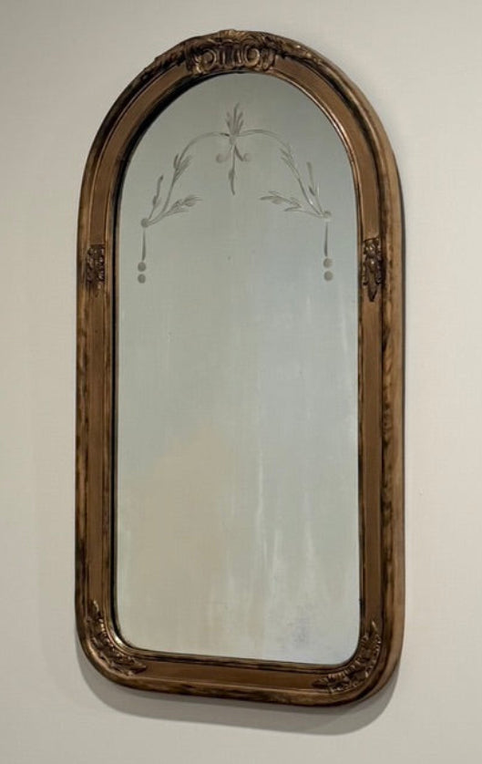 Gilded Mirror with Floral Etching