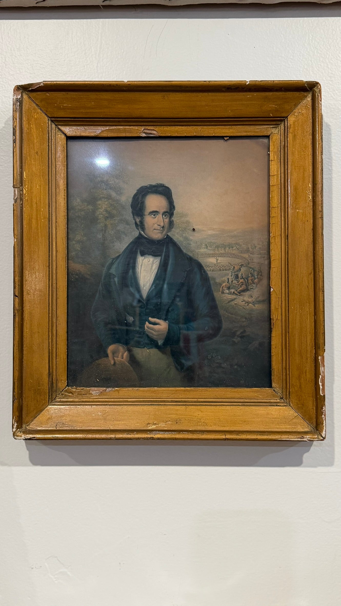 Oil-Colored Print of Colonial Man in Africa