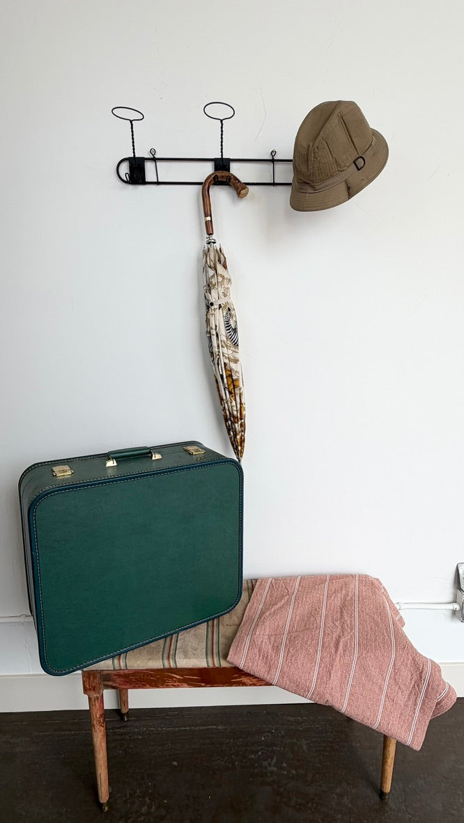 Wrought Iron Wall-Mounted Hat & Coat Rack with Crown Loops