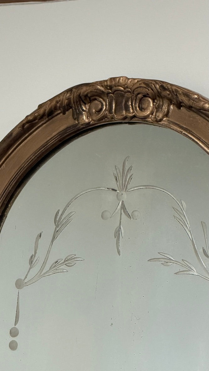 Gilded Mirror with Floral Etching