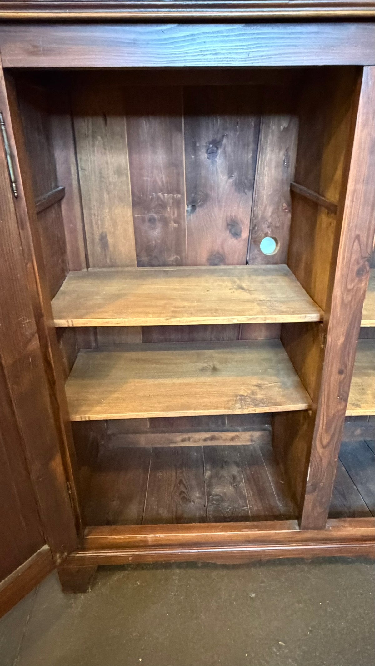 Dated 1886 Antique European Country Pine Cupboard | Two-Door Farmhouse Hutch & Server