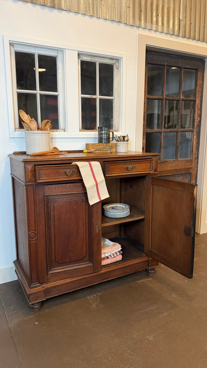 Antique French Louis Philippe Walnut Buffet | 45" Sideboard Server & Storage Credenza