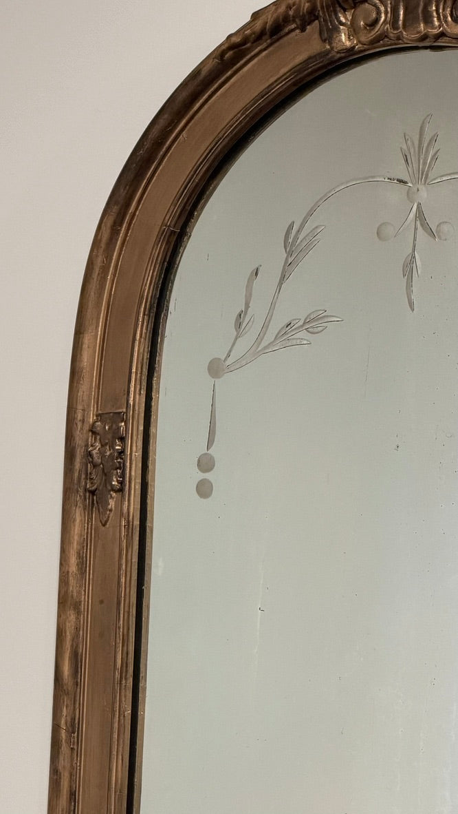 Gilded Mirror with Floral Etching