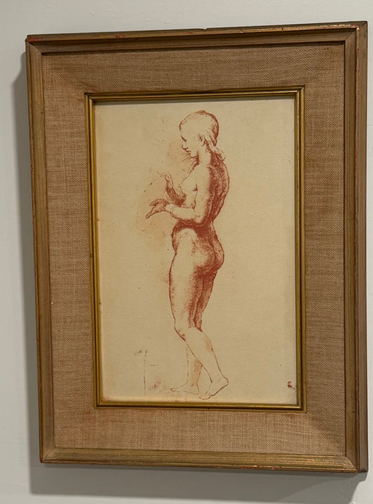 Chalk Sketch Print of Nude Woman
