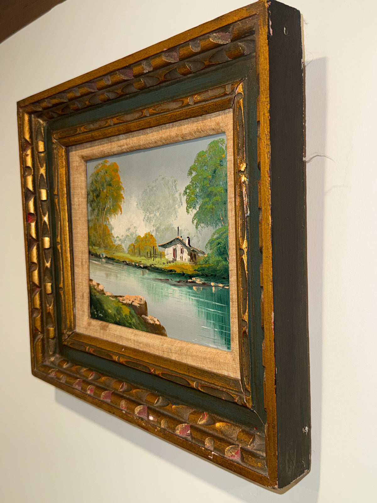 Mid-Century Impressionist River Landscape Oil Painting – Framed & Signed