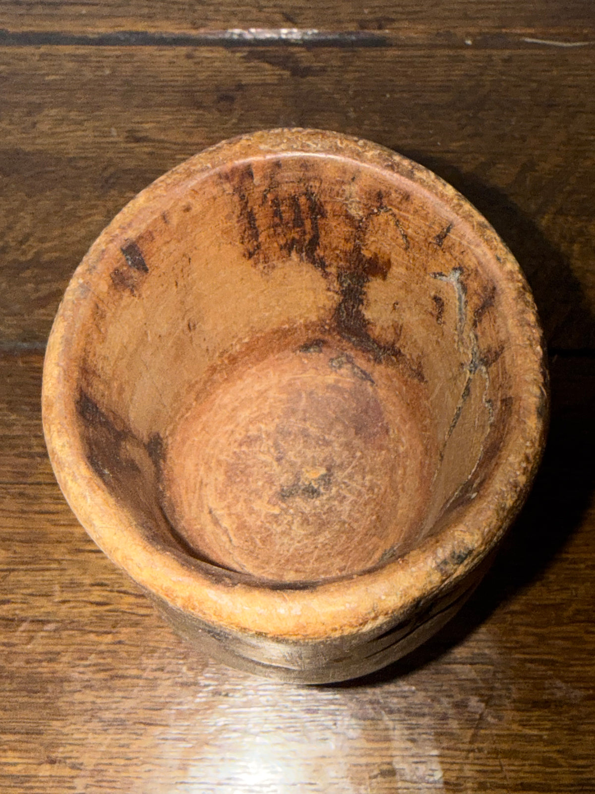 Hand-Carved Primitive Wooden Chalice in Ornate Gesso Frame