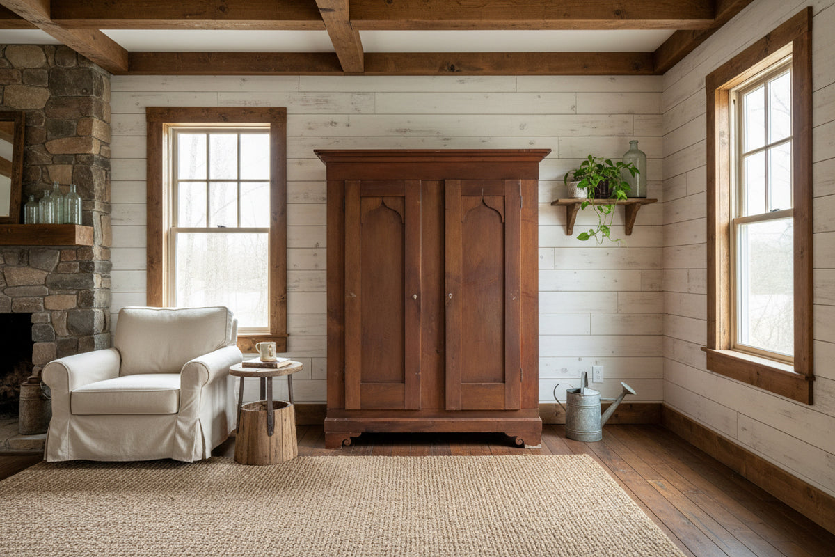 19th Century Primitive Antique Walnut Armoire