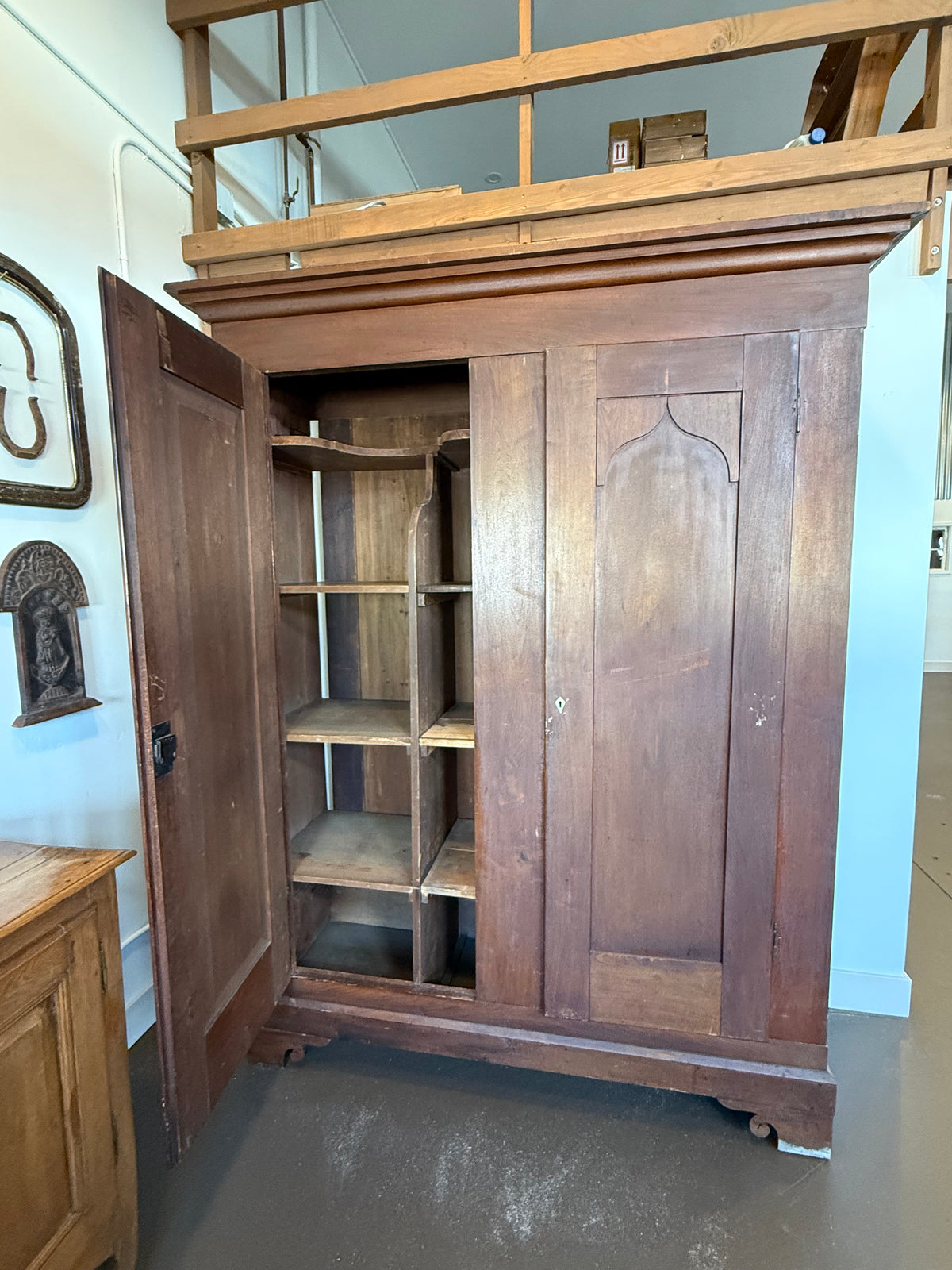 19th Century Primitive Antique Walnut Armoire