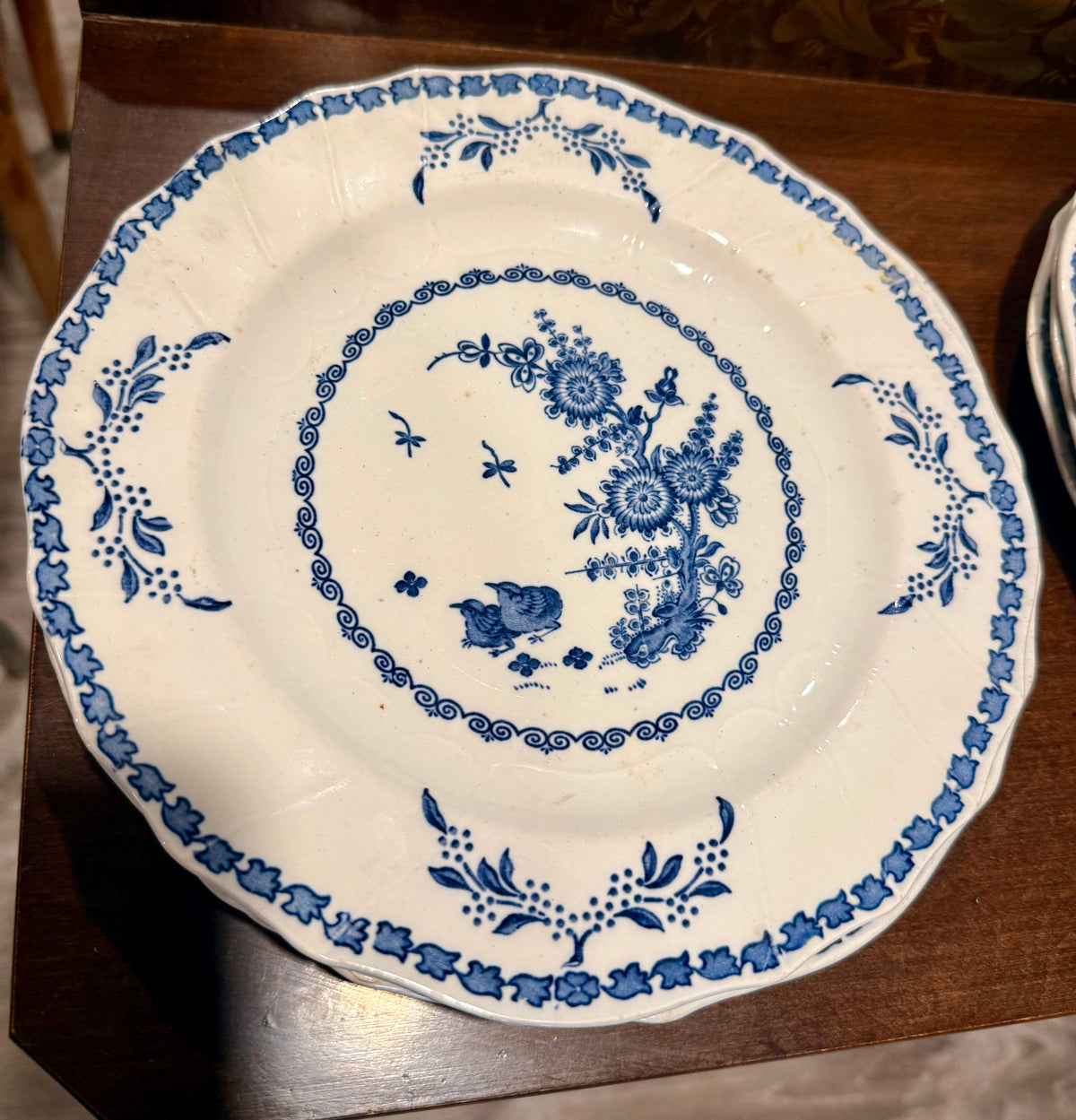 Victorian Blue & White Transferware Plate Set of 9