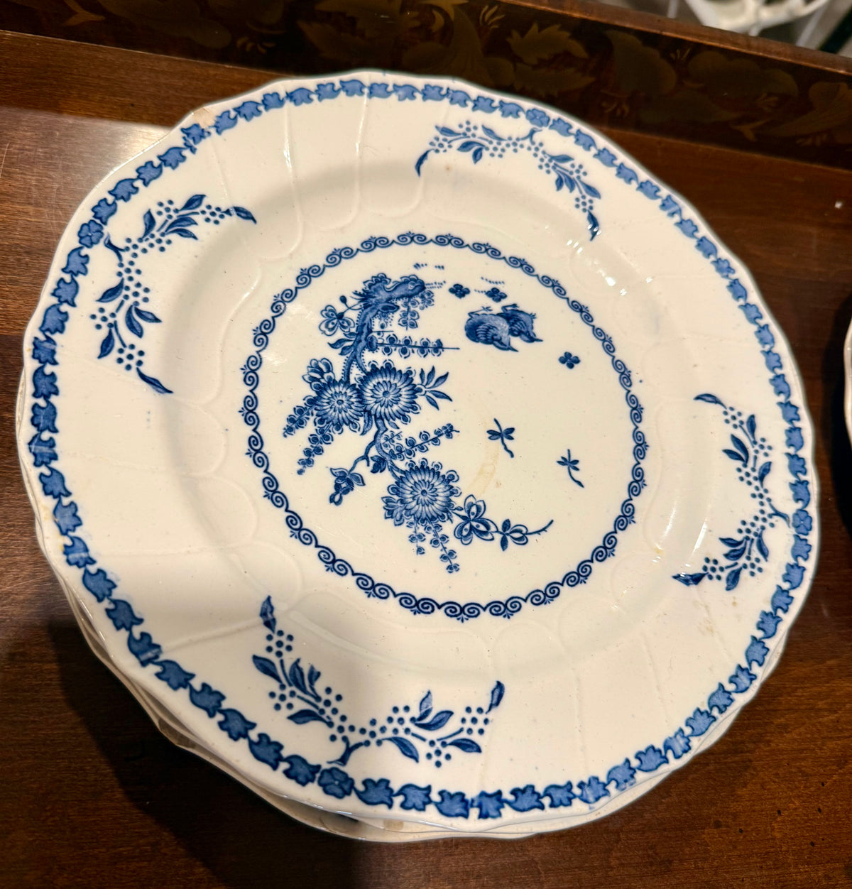 Victorian Blue & White Transferware Plate Set of 9