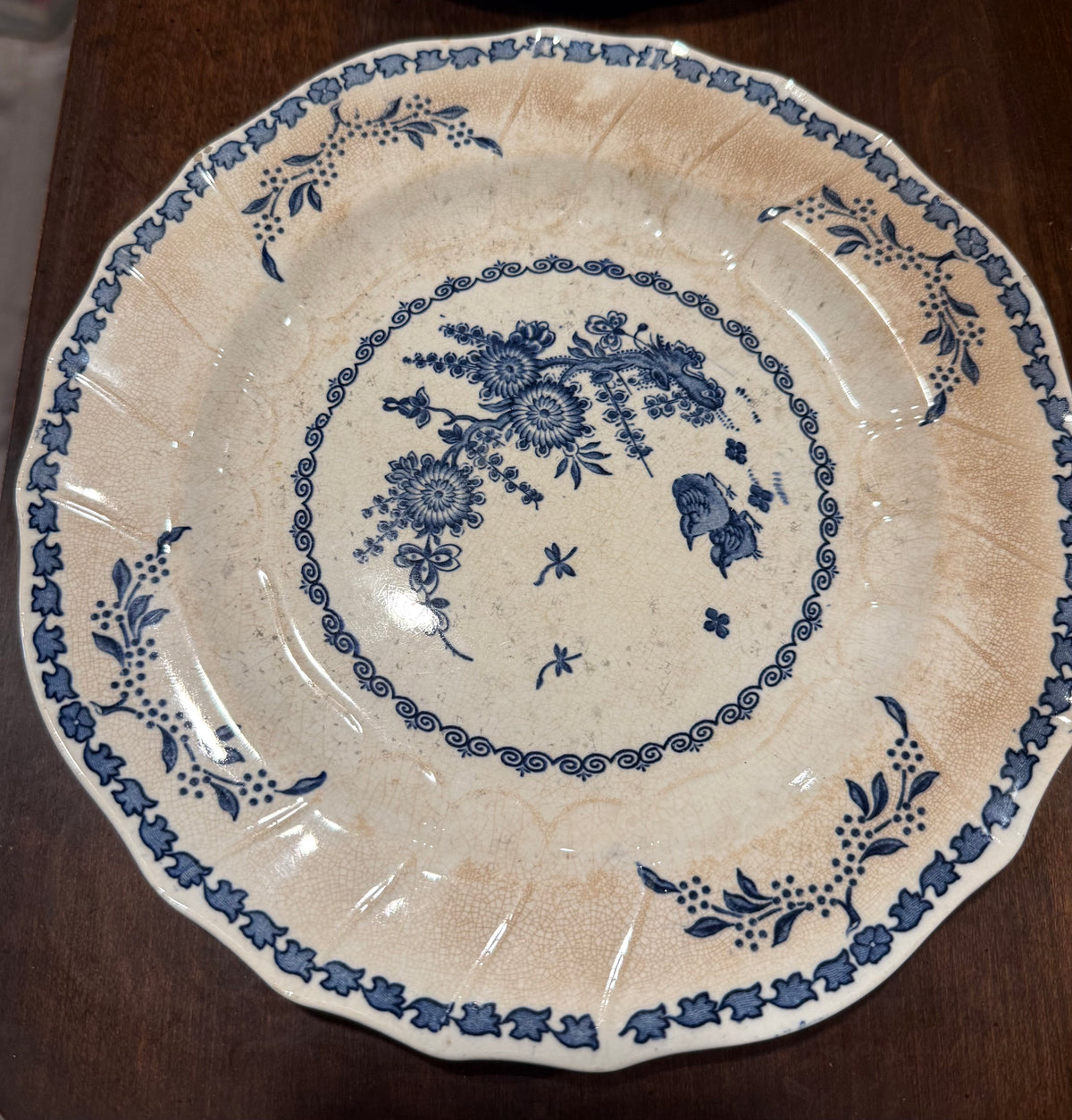 Victorian Blue & White Transferware Plate Set of 9