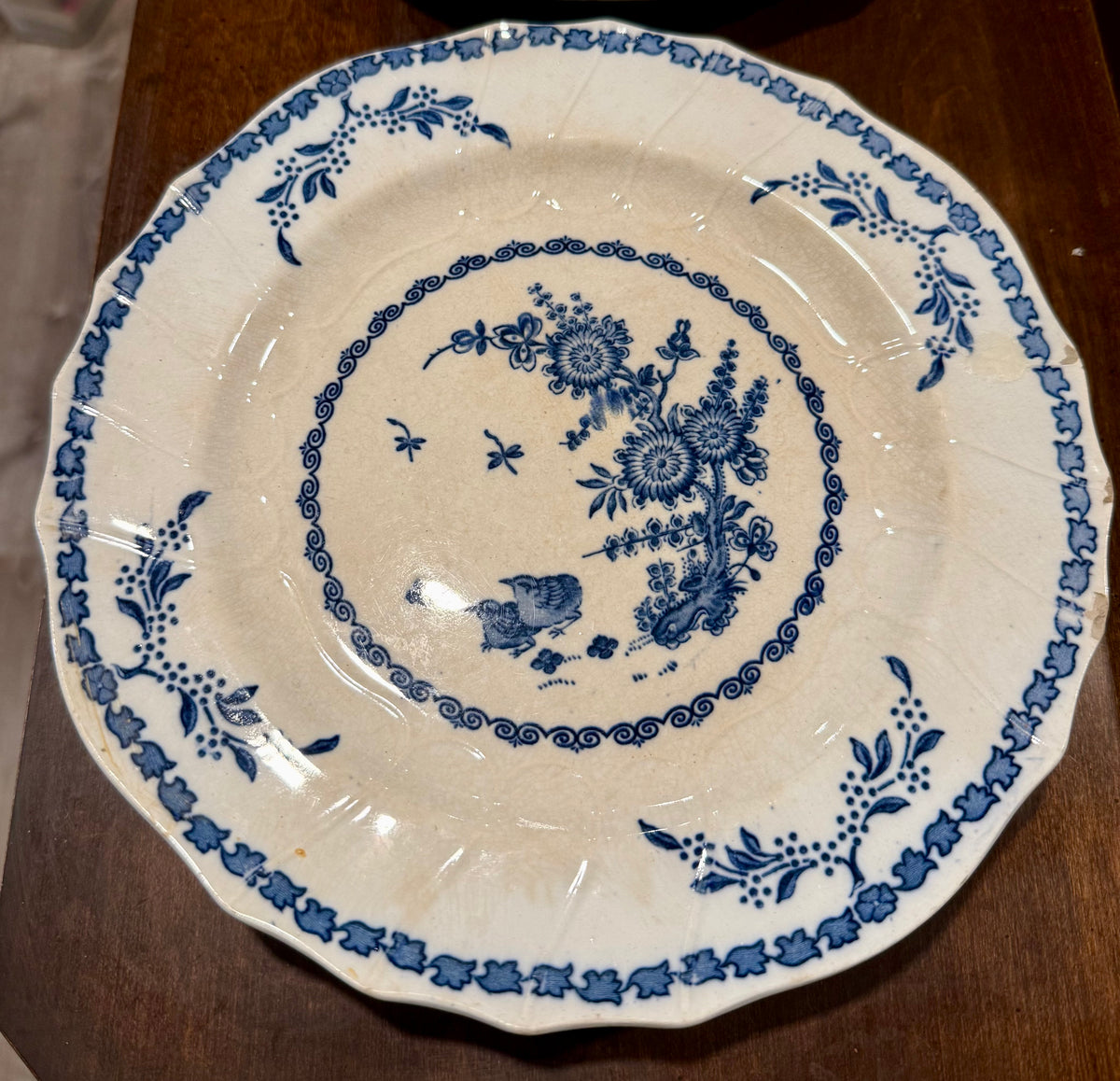 Victorian Blue & White Transferware Plate Set of 9