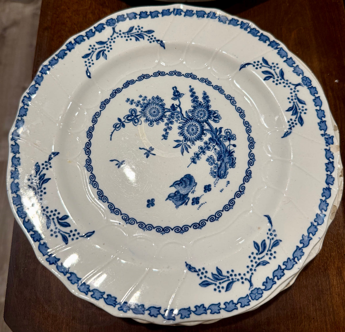 Victorian Blue & White Transferware Plate Set of 9