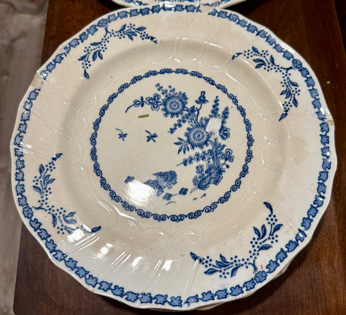 Victorian Blue & White Transferware Plate Set of 9