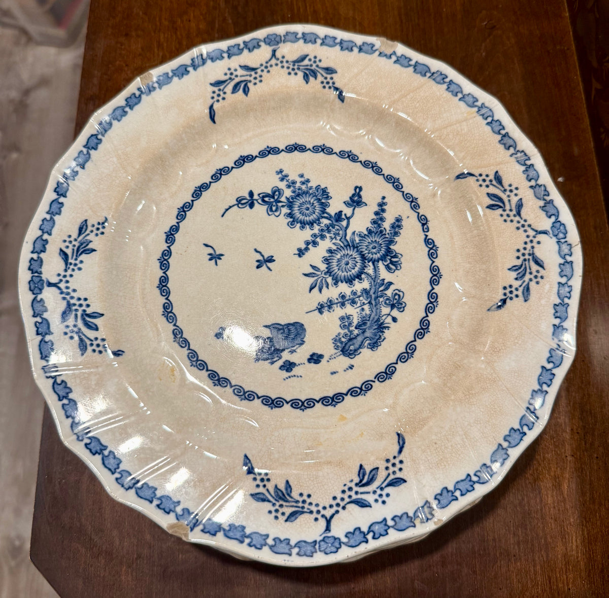 Victorian Blue & White Transferware Plate Set of 9