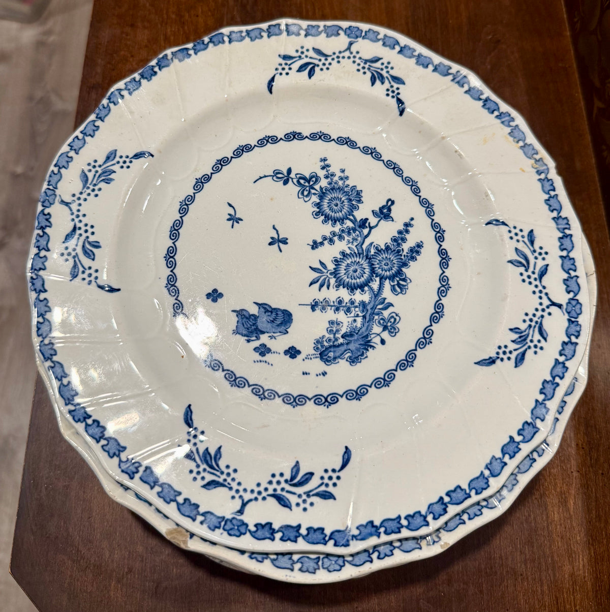 Victorian Blue & White Transferware Plate Set of 9