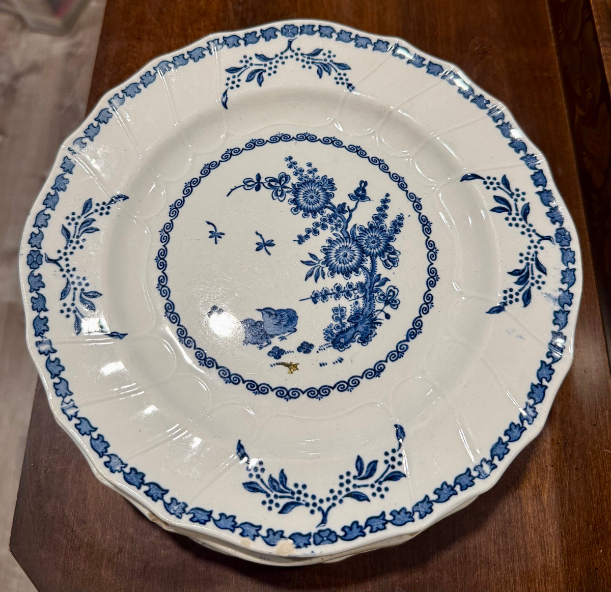 Victorian Blue & White Transferware Plate Set of 9