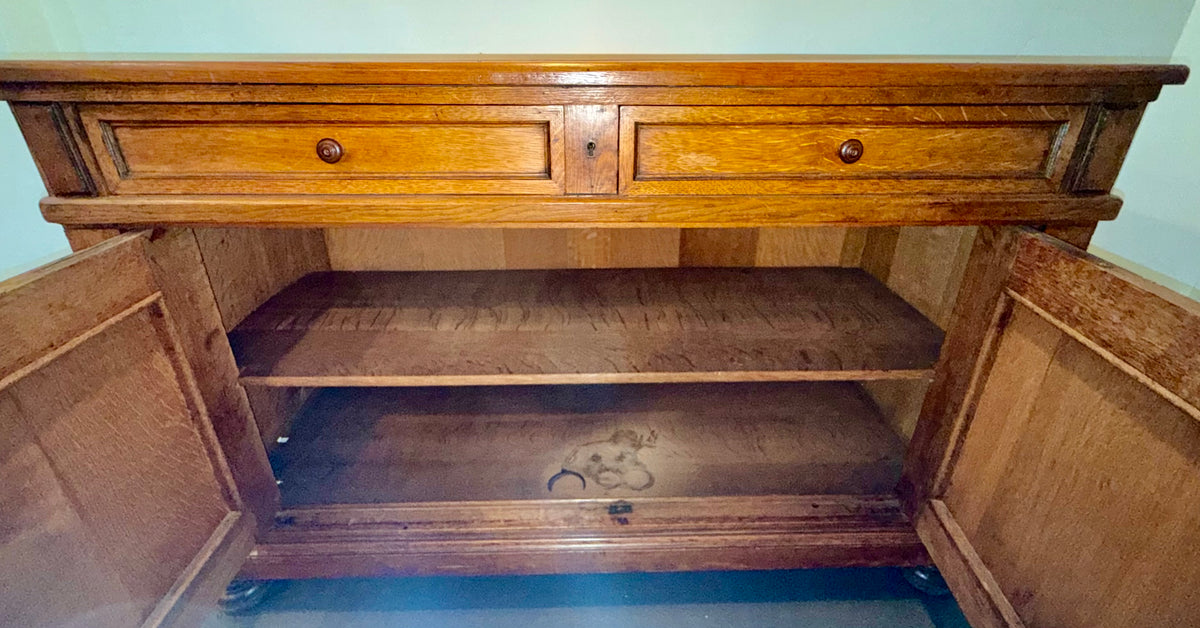 Antique French Oak Buffet | 19th Century Two-Drawer Sideboard