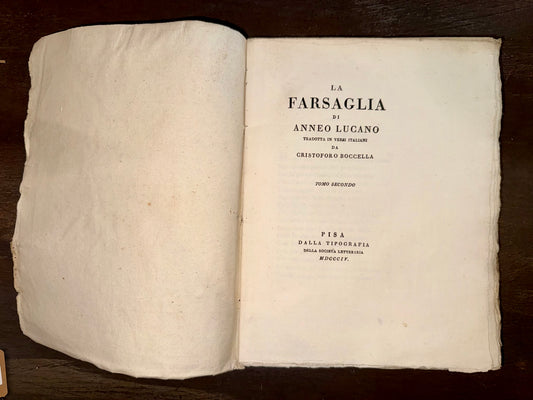 Rare 1804 First Edition La Farsaglia Di Anneo Lucano Book Volume Two (2 Book Set)
