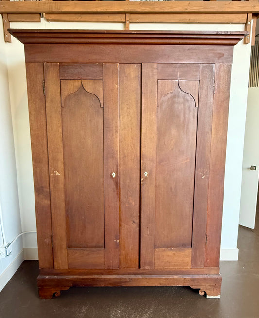 19th Century Primitive Antique Walnut Armoire