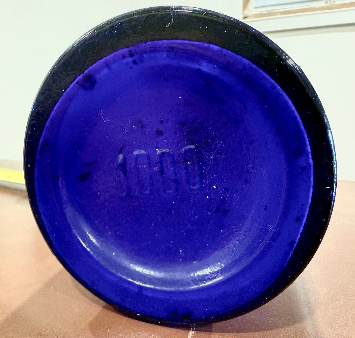 Large 9.5" Vintage Italian Galeffi Cobalt Blue Apothecary Bottle - Menta Effervescent (Mint)