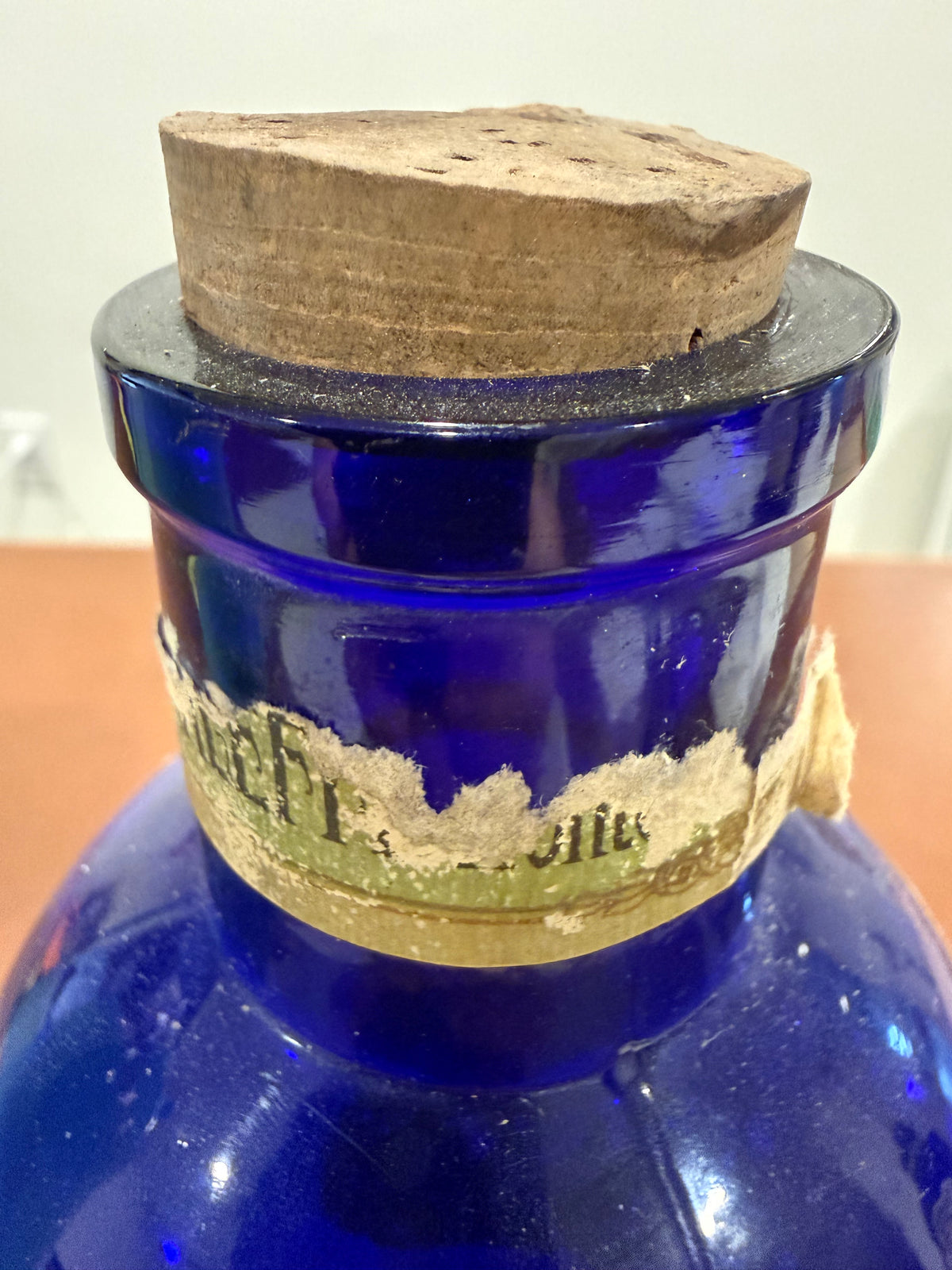 Vintage Italian Cobalt Blue Glass Apothecary Bottle – Large 9.5" Galeffi Limonata Effervescente (1000ml)