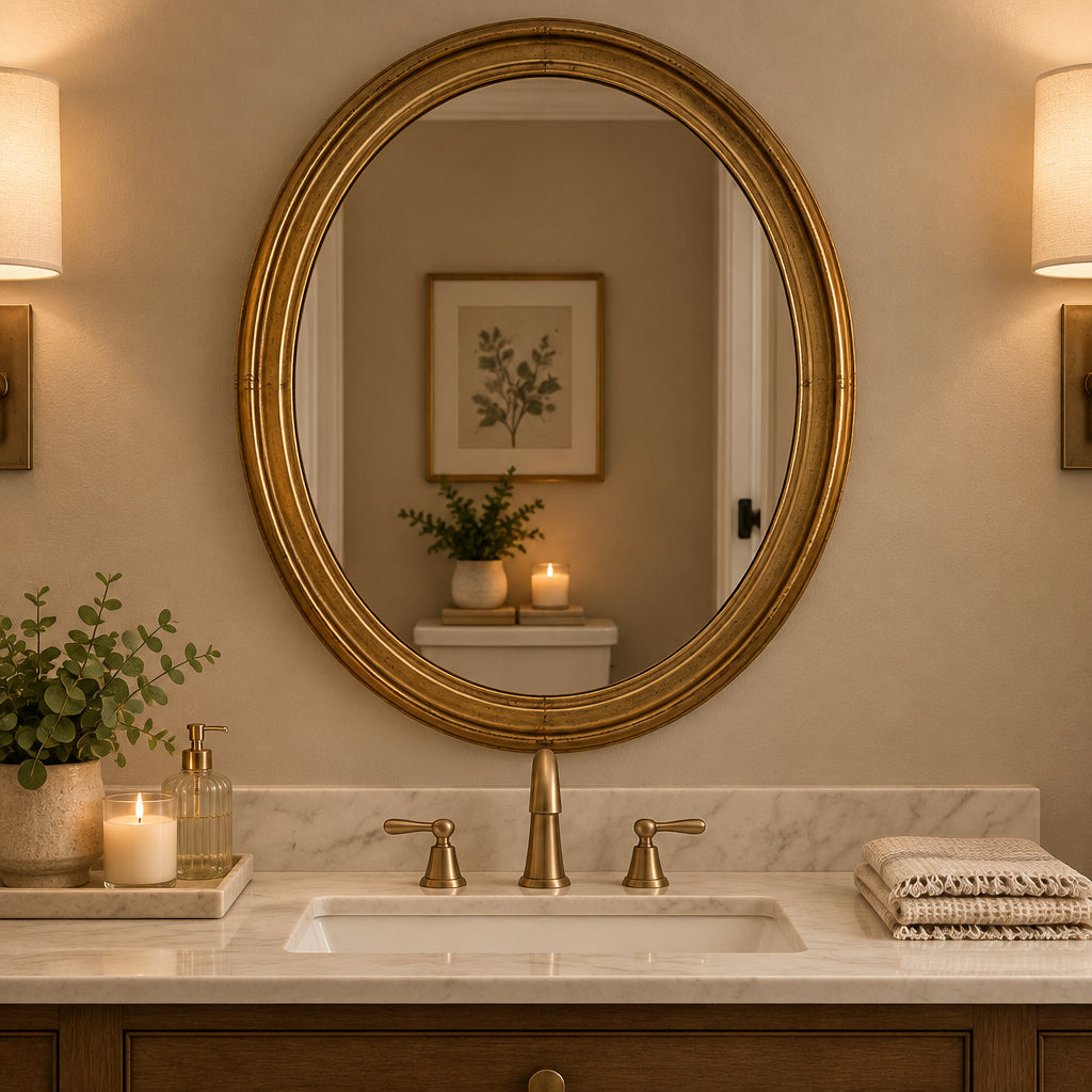 Vintage Oval Gold Gilt Wall Mirror - Mid-Century Hollywood Regency Decor
