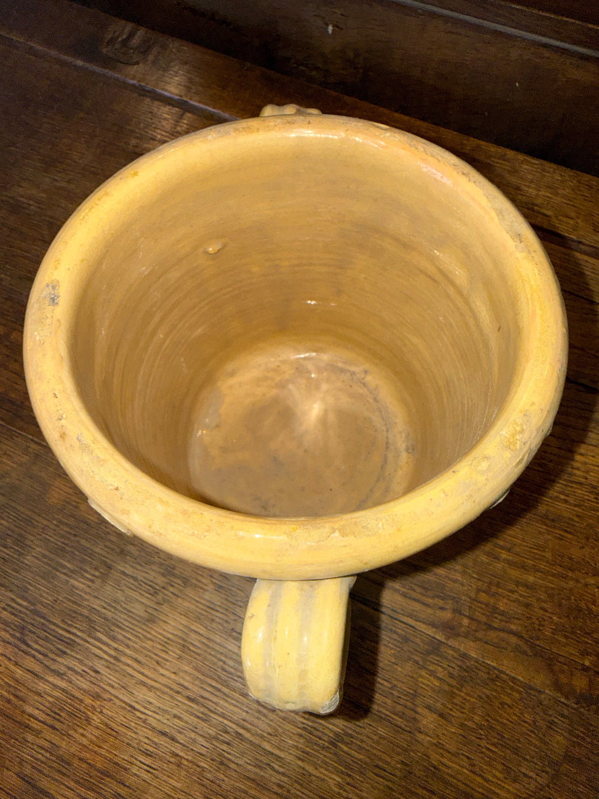 19th Century Antique Italian Glazed Terracotta Confit Pot / Sardine Crock with Double Loop Handles (#1)