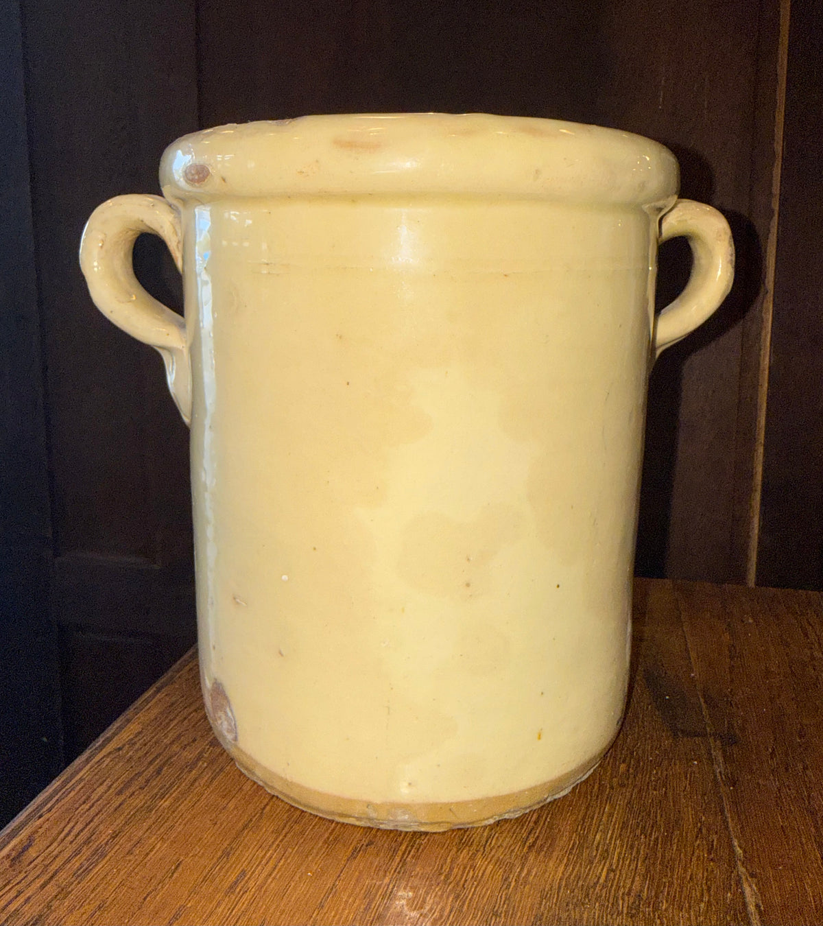 19th Century Antique Italian Glazed Terracotta Confit Pot / Sardine Crock with Double Loop Handles (#2)