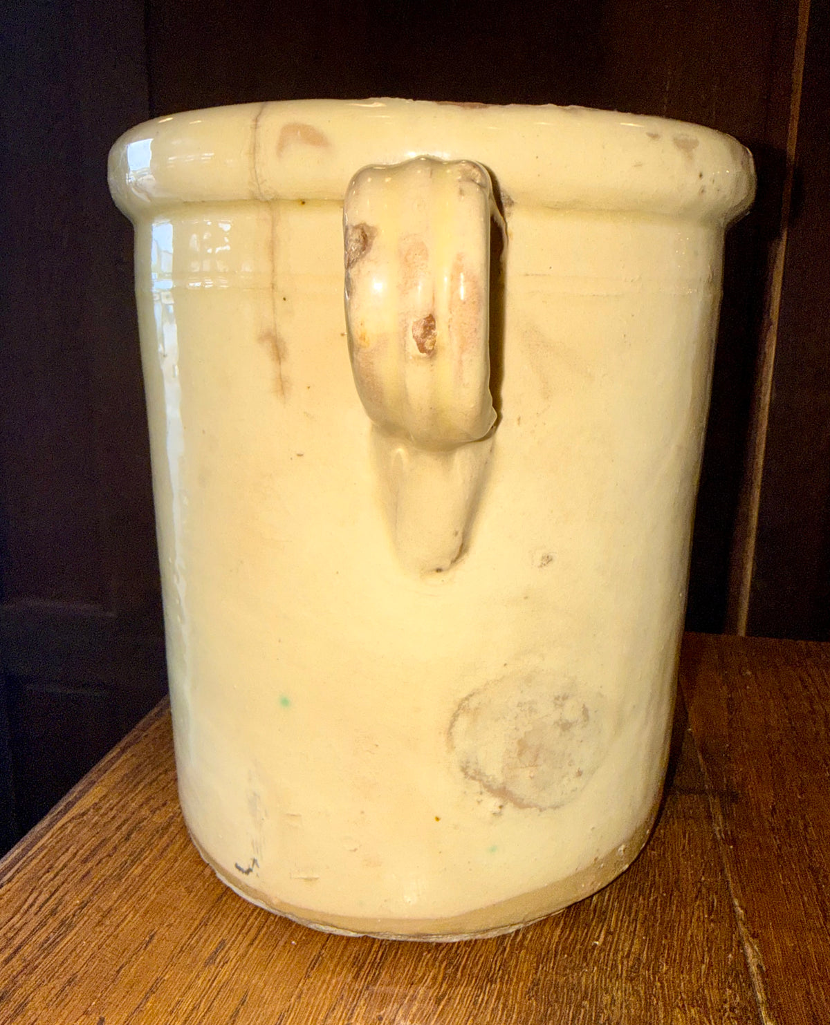 19th Century Antique Italian Glazed Terracotta Confit Pot / Sardine Crock with Double Loop Handles (#2)