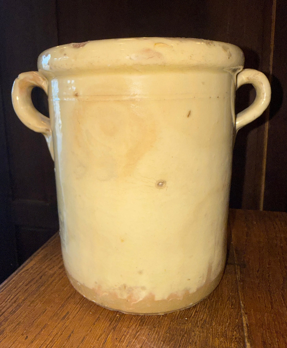 19th Century Antique Italian Glazed Terracotta Confit Pot / Sardine Crock with Double Loop Handles (#2)