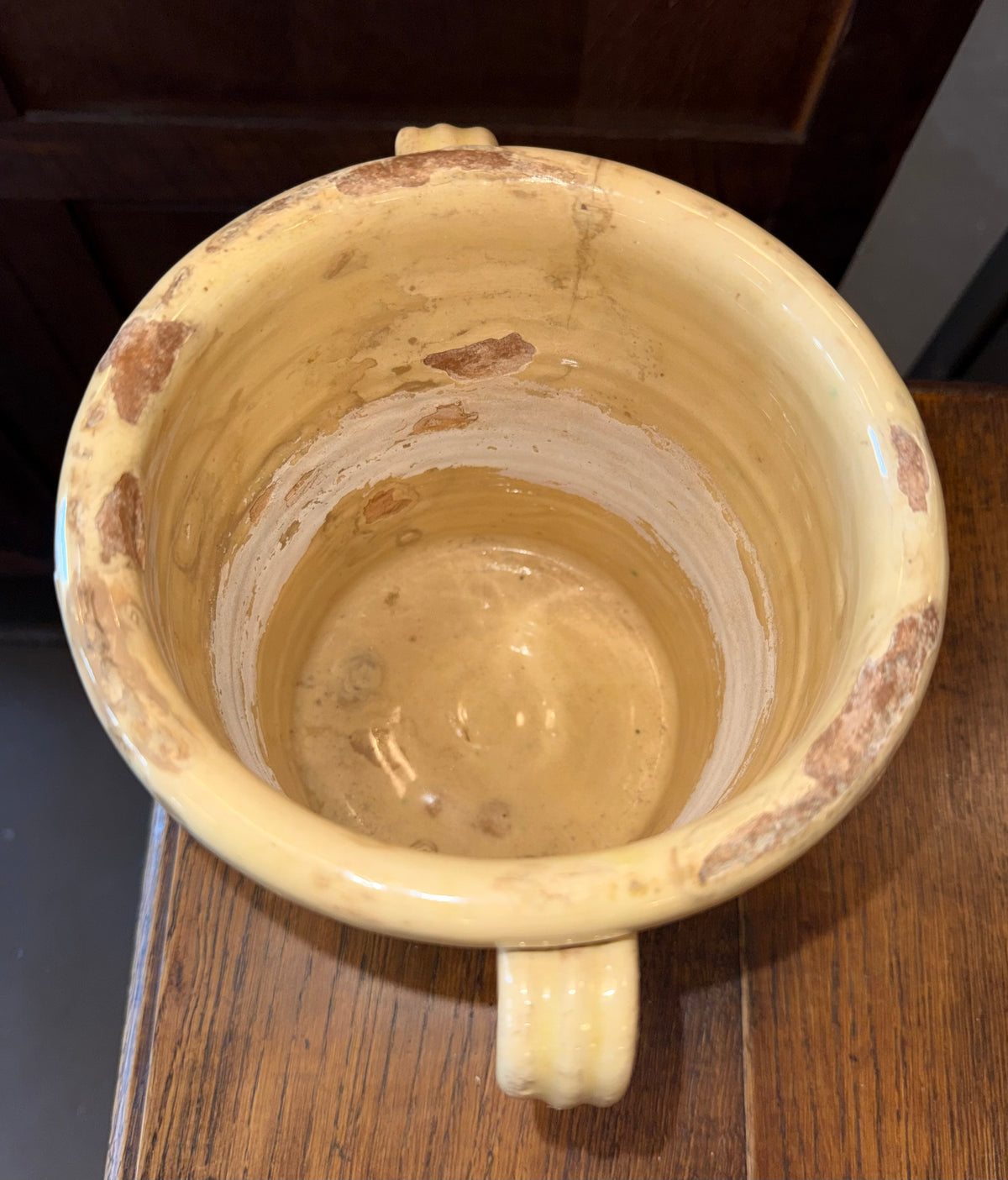 19th Century Antique Italian Glazed Terracotta Confit Pot / Sardine Crock with Double Loop Handles (#2)