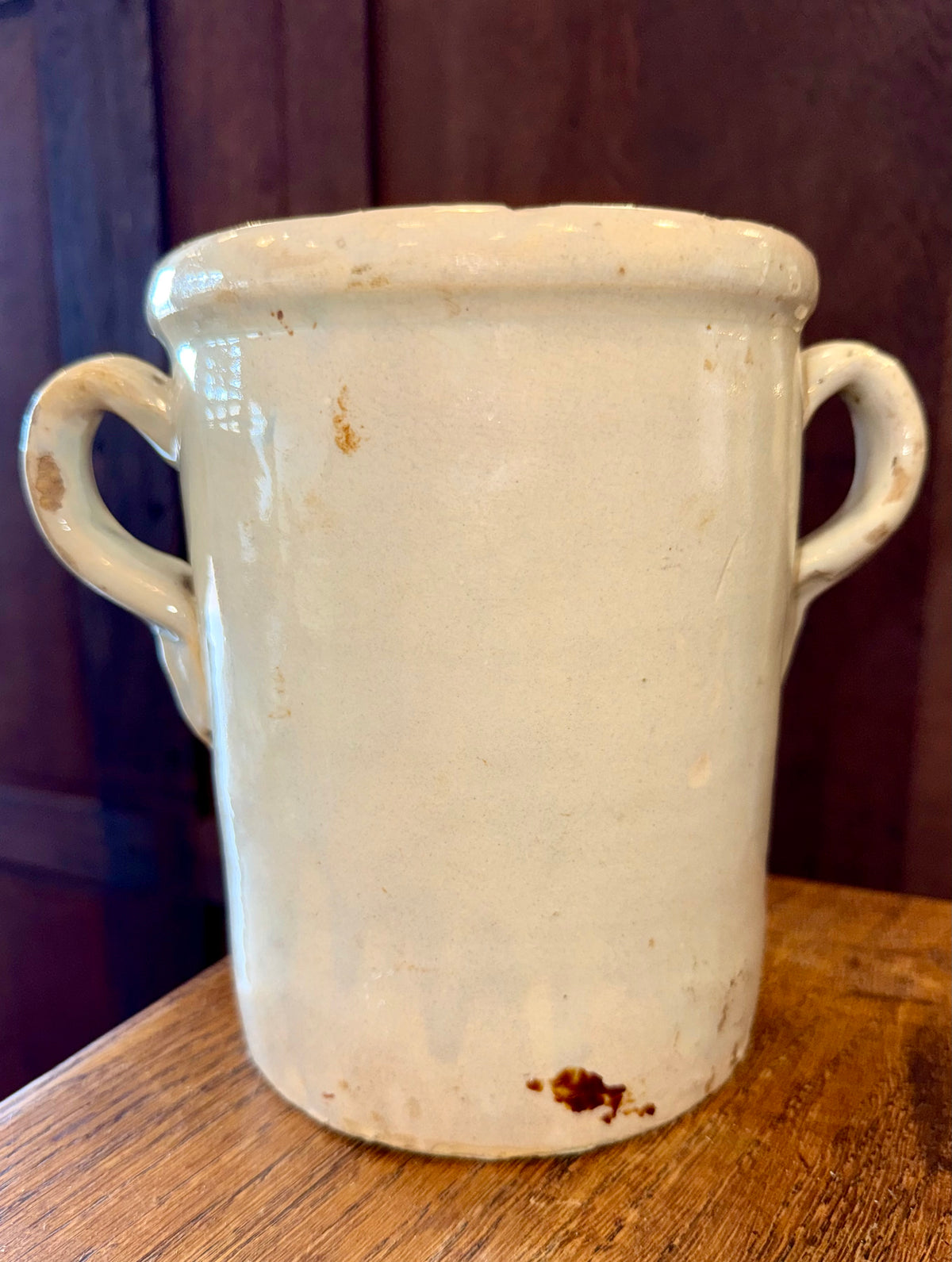 19th Century Antique Italian Glazed Terracotta Confit Pot / Sardine Crock with Double Loop Handles (#3)