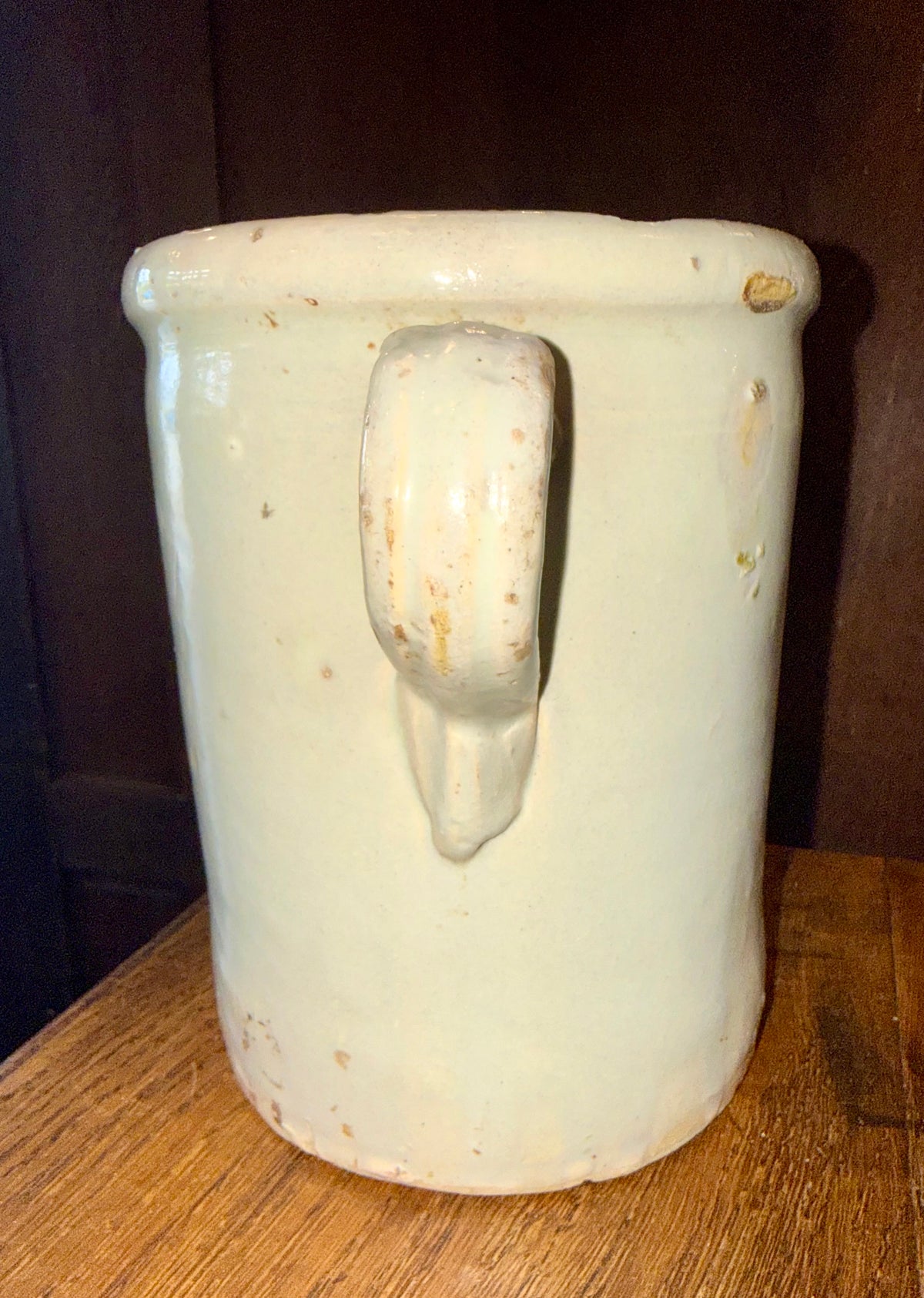 19th Century Antique Italian Glazed Terracotta Confit Pot / Sardine Crock with Double Loop Handles (#3)