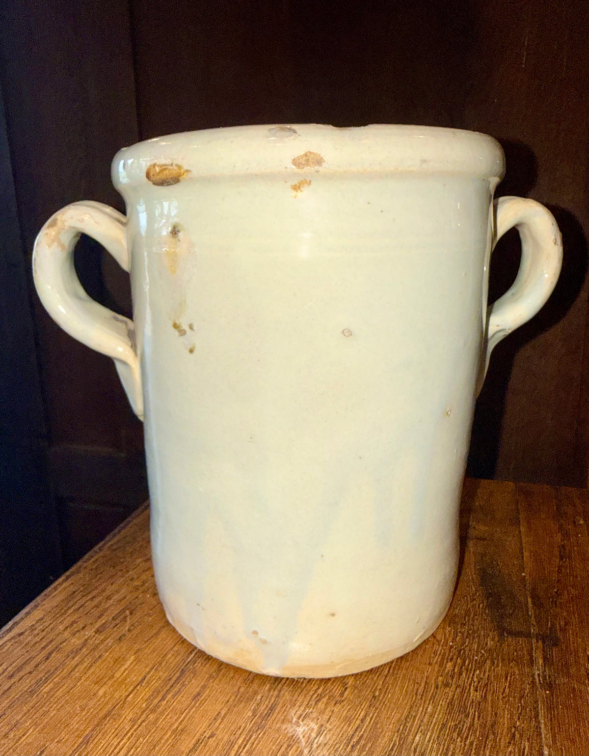 19th Century Antique Italian Glazed Terracotta Confit Pot / Sardine Crock with Double Loop Handles (#3)
