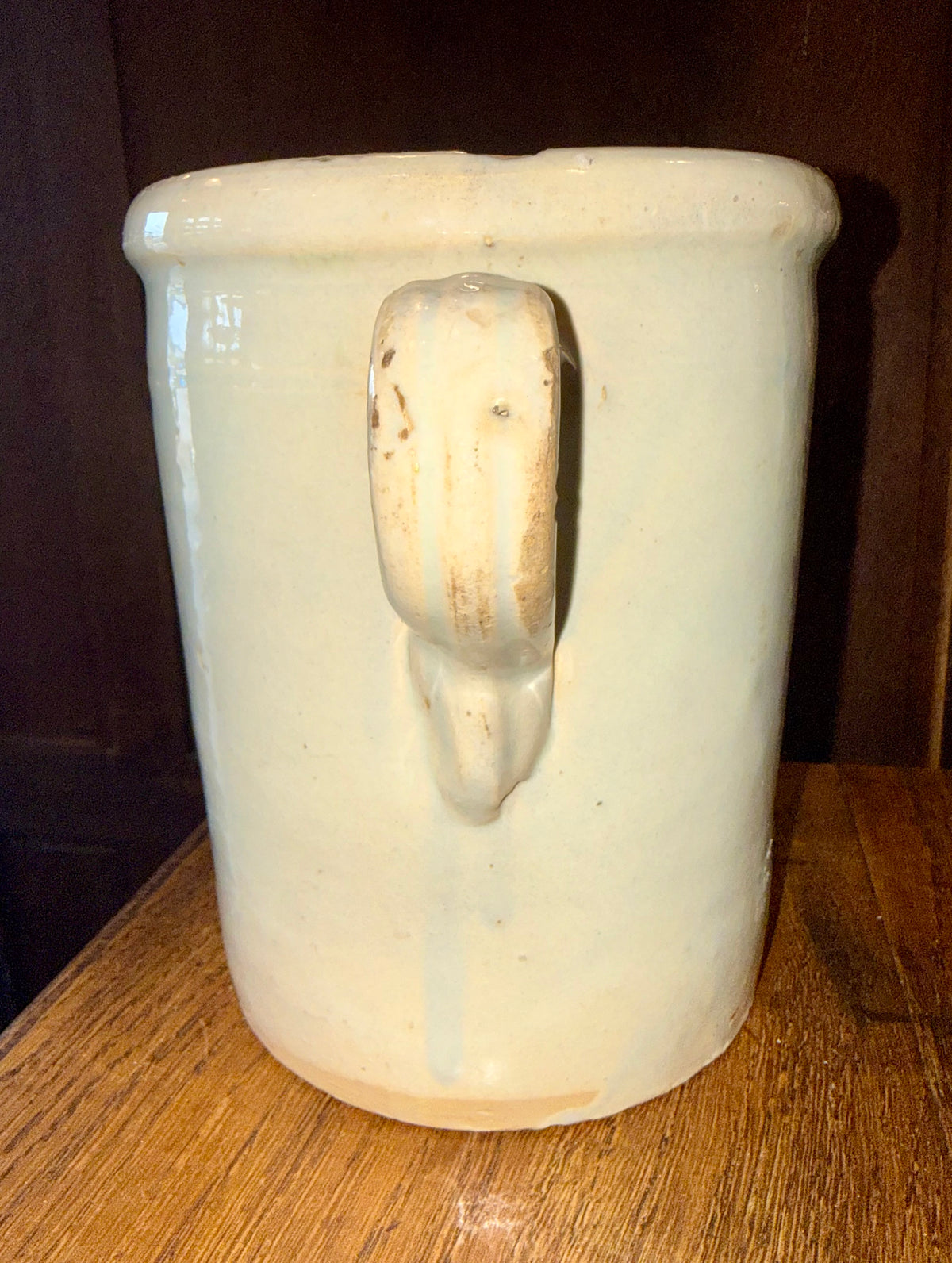 19th Century Antique Italian Glazed Terracotta Confit Pot / Sardine Crock with Double Loop Handles (#3)