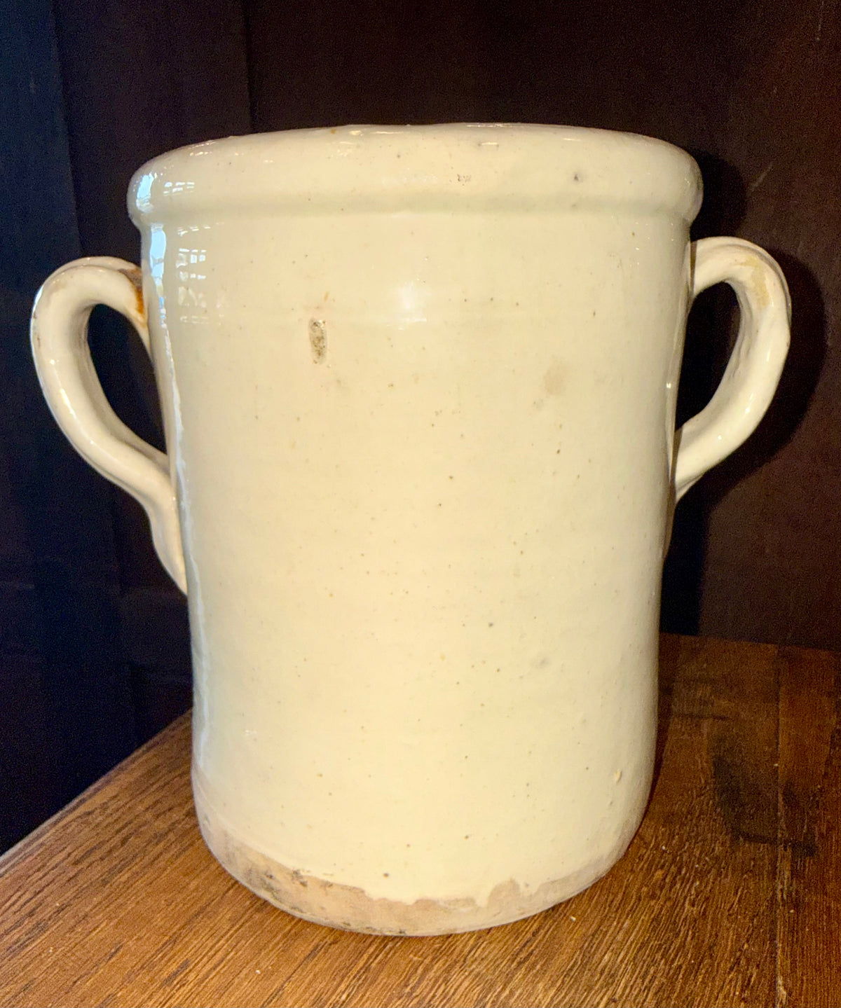 19th Century Antique Italian Glazed Terracotta Confit Pot / Sardine Crock with Double Loop Handles (#4)
