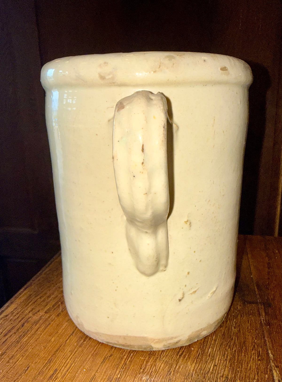 19th Century Antique Italian Glazed Terracotta Confit Pot / Sardine Crock with Double Loop Handles (#4)