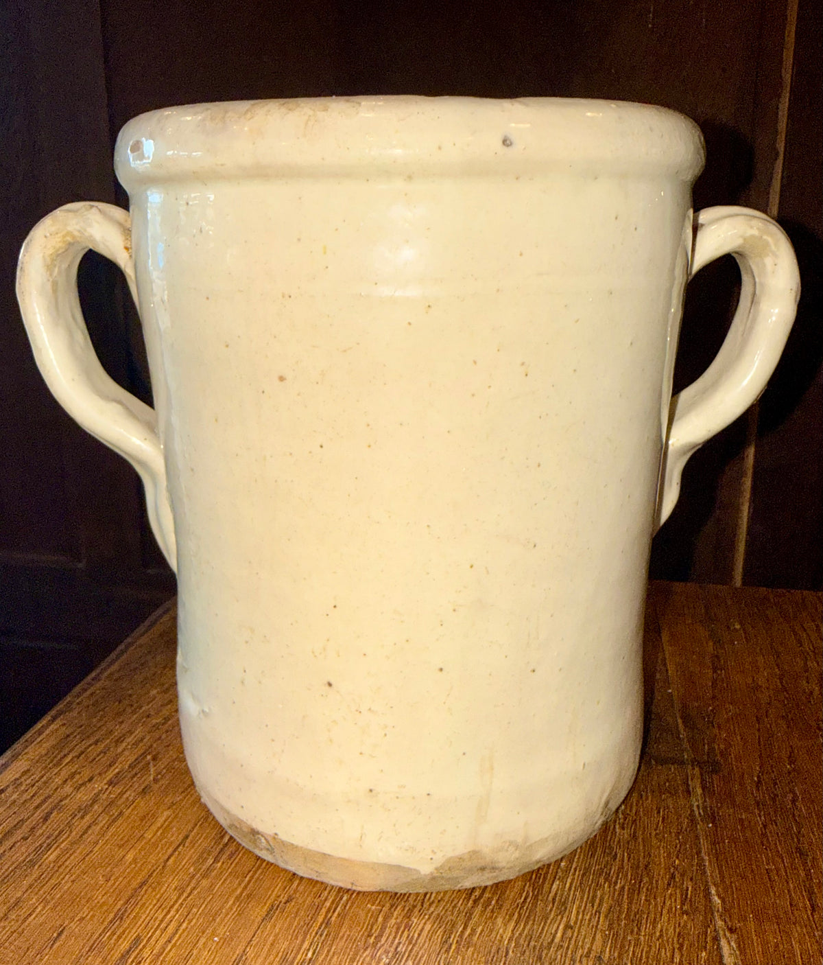 19th Century Antique Italian Glazed Terracotta Confit Pot / Sardine Crock with Double Loop Handles (#4)