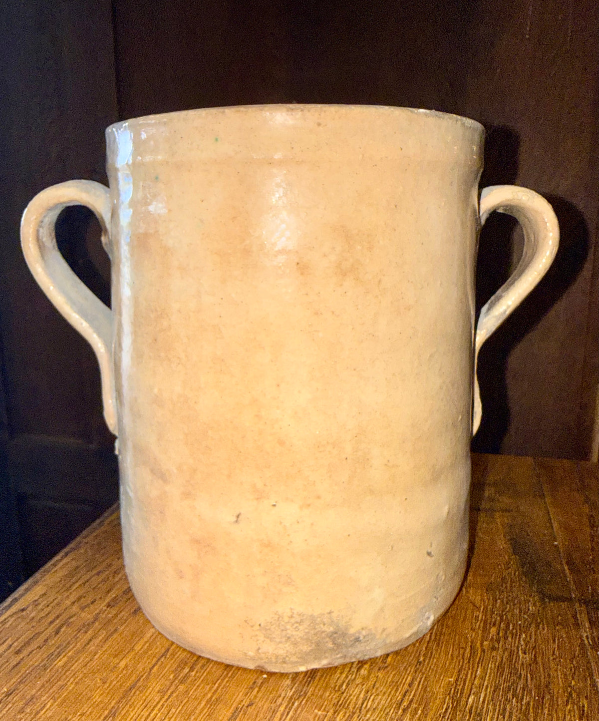 19th Century Antique Italian Glazed Terracotta Confit Pot / Sardine Crock with Double Loop Handles (#5)