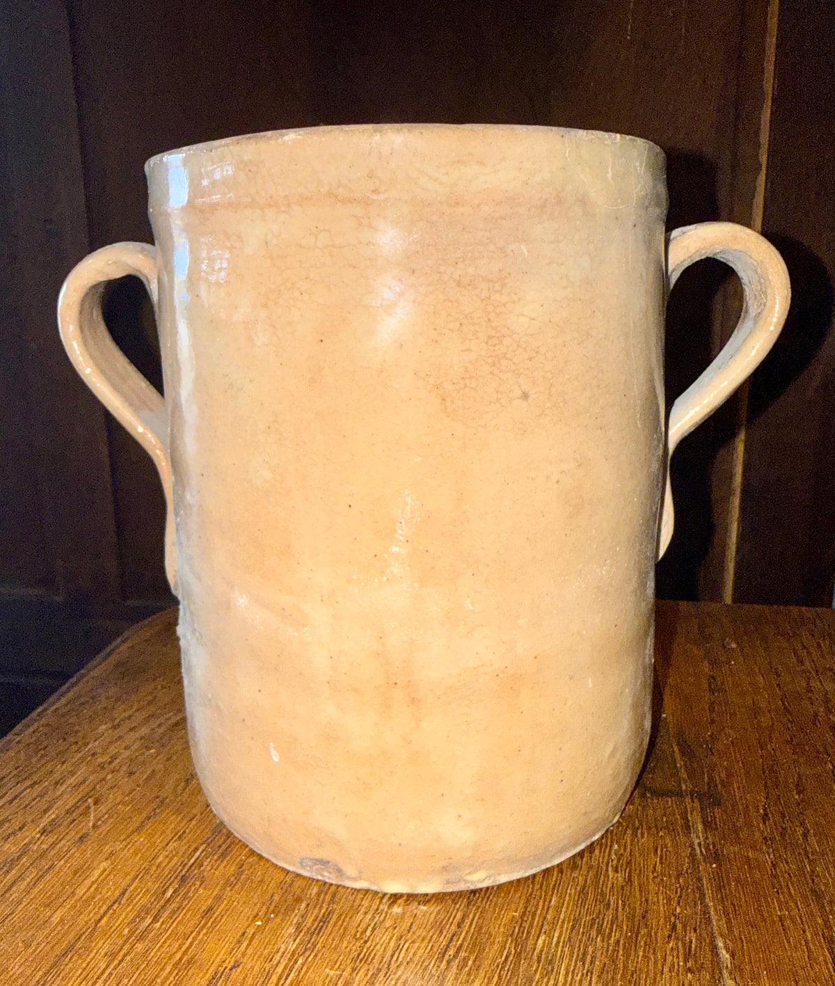 19th Century Antique Italian Glazed Terracotta Confit Pot / Sardine Crock with Double Loop Handles (#5)